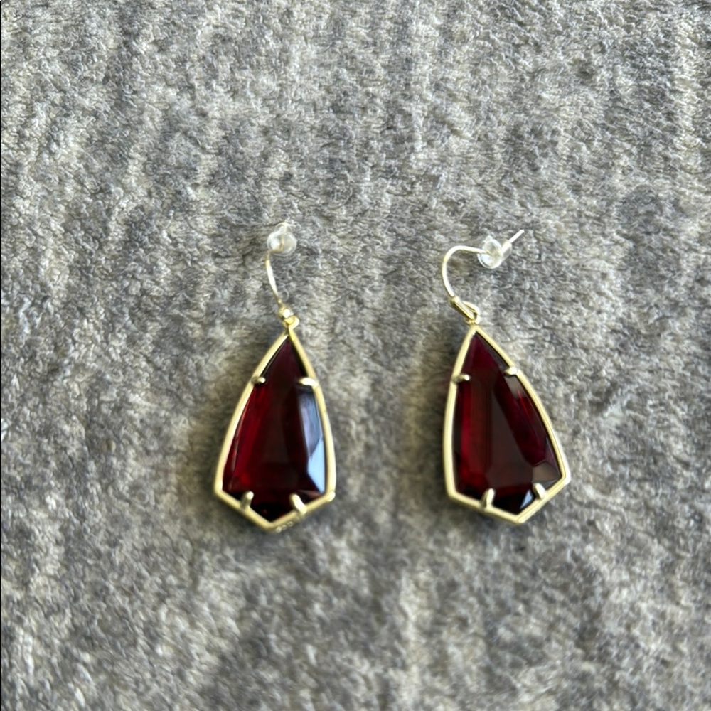 Kendra Scott Elegant Gold and Red Drop Earrings